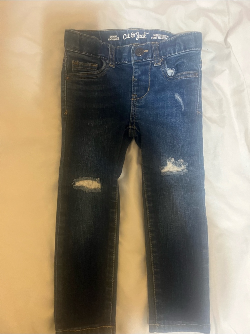 Cat & Jack Dark Blue Distressed Kids Jeans
